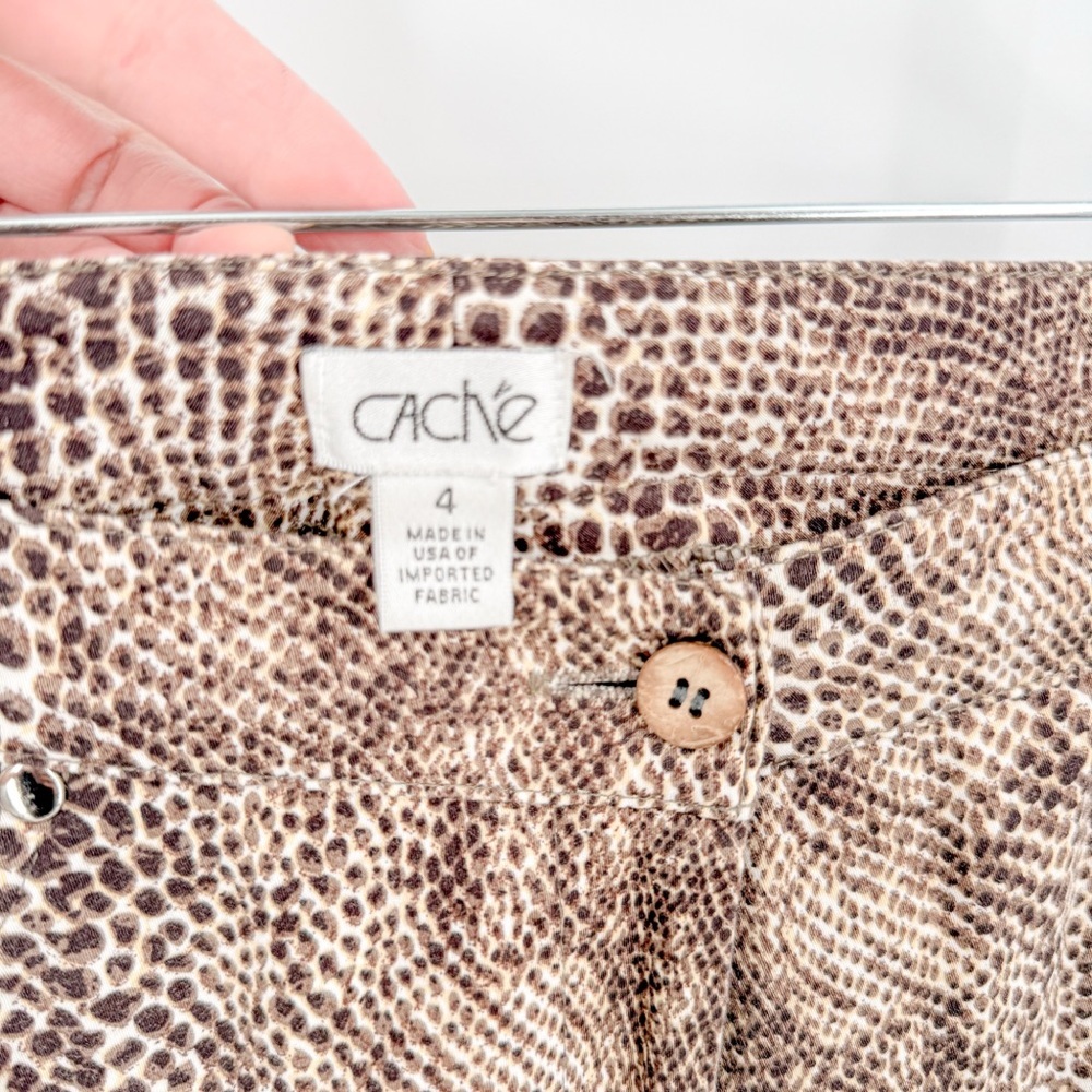 Cache Tan Snake Print Flare Pants - image 4